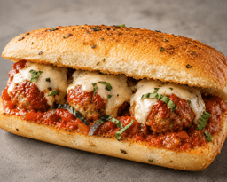 Basil Tomato Meatball Sandwich